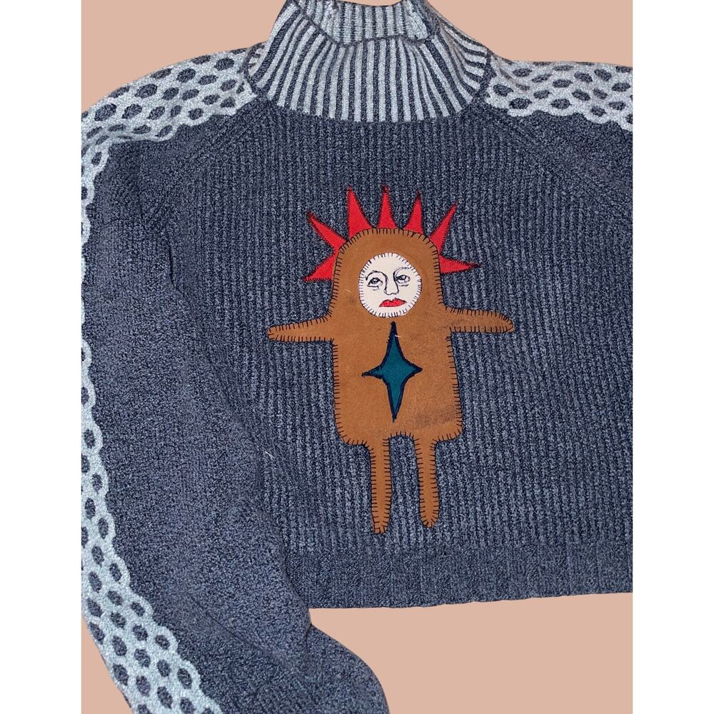 Small Upcycled Knit Sweater | Wild Fable Maximalist Reworked Recycled Fashion - Picture 3 of 4